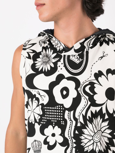 Shop Amir Slama Graphic-print Sleeveless Hooded Top In Black