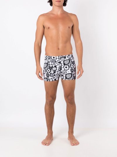 Shop Amir Slama Graphic-print Swim Shorts In Black