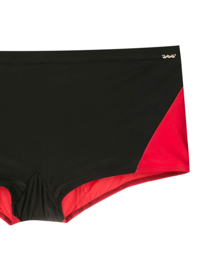 Shop Amir Slama Two-tone Swim Trunks In Red