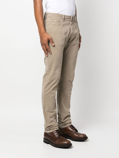 Shop Jacob Cohen Mid-rise Straight-leg Trousers In Neutrals