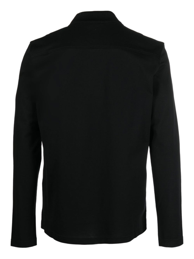 Shop Diesel Logo Embroidered Long-sleeve Polo Shirt In Black