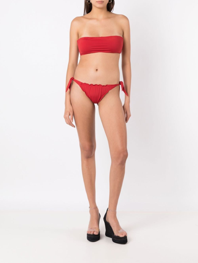 Shop Amir Slama Gathered-detailing Bandeau Bikini In Red