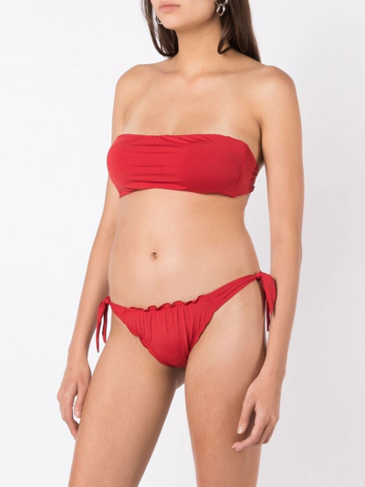 Shop Amir Slama Gathered-detailing Bandeau Bikini In Red