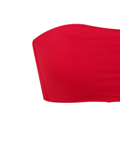 Shop Amir Slama Gathered-detailing Bandeau Bikini In Red