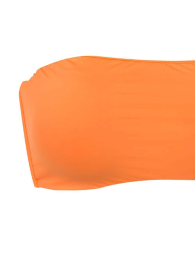 Shop Amir Slama Gathered-detailing Bandeau Bikini In Orange