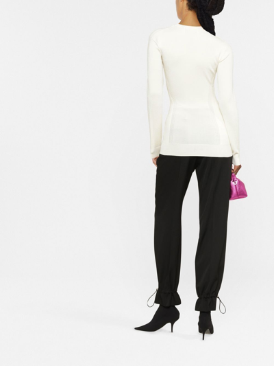 Az Factory Cut-out Long-sleeve Fitted Top In White