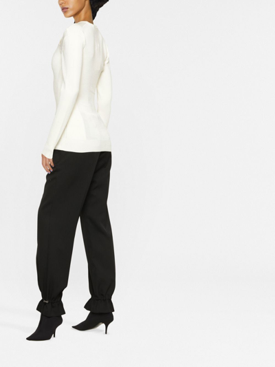 Az Factory Cut-out Long-sleeve Fitted Top In White