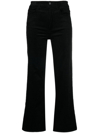 Paige High Rise Ankle Length Leenah Jeans - Black Velvet Corduroy In Black