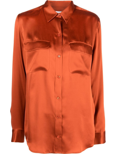 Shop Equipment Long-sleeve Silk-satin Shirt In Orange