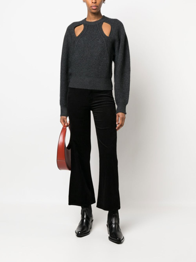 Paige High Rise Ankle Length Leenah Jeans - Black Velvet Corduroy In Black