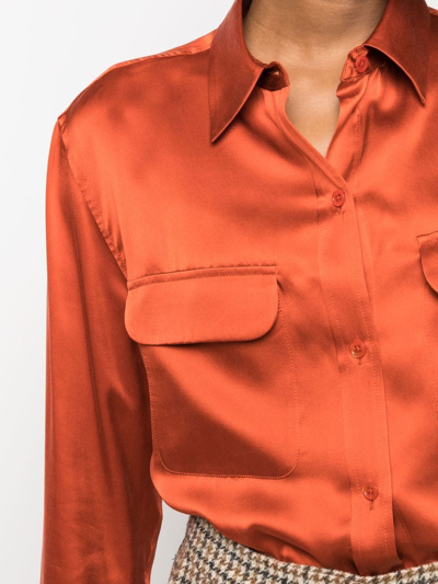 Shop Equipment Long-sleeve Silk-satin Shirt In Orange