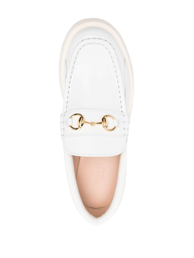 Shop Gucci Horsebit-detail Loafers In White