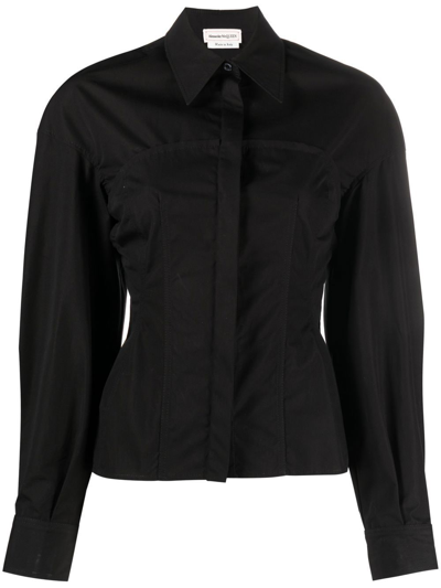Alexander Mcqueen Hourglass-silhouette Buttoned Shirt In Black | ModeSens