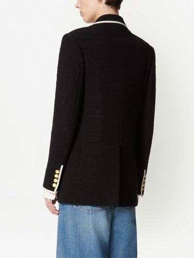 Shop Valentino Light Wool Tweed Blazer In Black