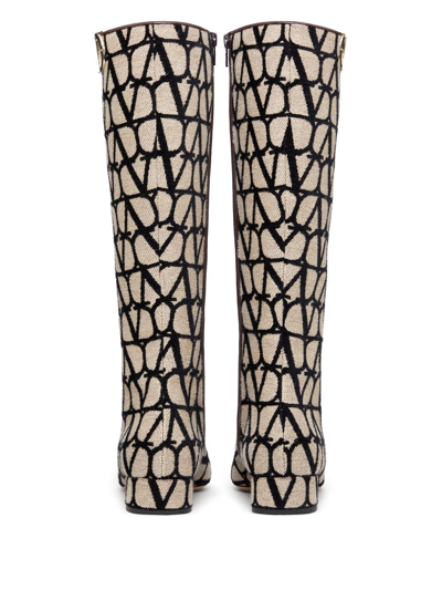 Valentino Toile Iconographe Vlogo Type Boots In Neutrals