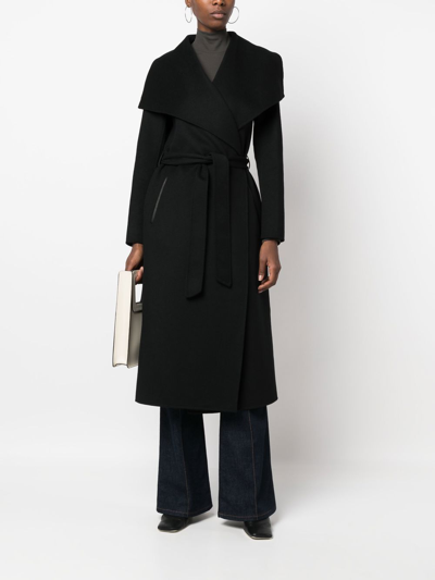 Shop Mackage Belted Double-breasted Coat In Black