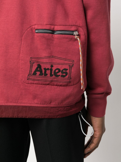Shop Aries Logo-print Hoodie In Red