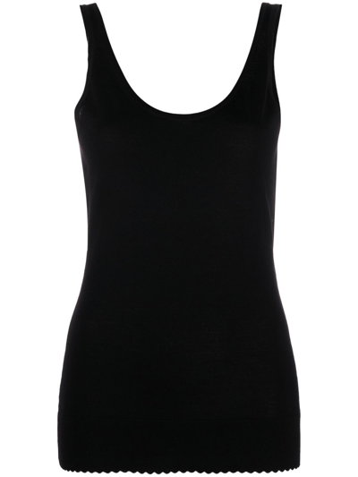 Shop Chloé Scallop-hem Tank Top In Black