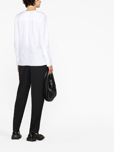 Shop Partow Tied-waist Collarless Shirt In White
