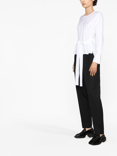 Shop Partow Tied-waist Collarless Shirt In White