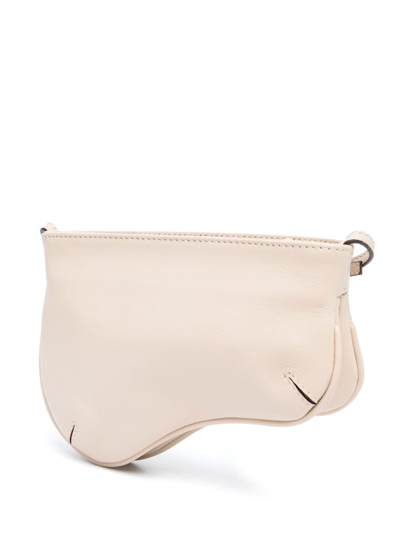 Shop Manu Atelier Logo-detail Leather Shoulder Bag In Neutrals