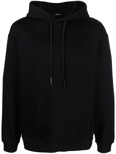 Shop Theory Drawstring Pullover Hoodie In Black