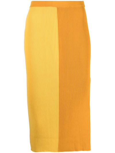 Shop Staud Lorraine Two-tone Skirt In Yellow