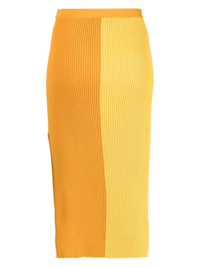 Shop Staud Lorraine Two-tone Skirt In Yellow