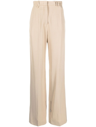Shop Jacquemus High-waisted Tailored Trousers In Neutrals