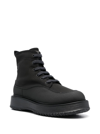 Shop Hogan Untraditional Lace-up Ankle Boots In Black