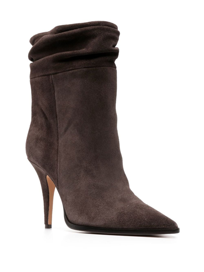 Shop Alexandre Birman Slouch Potted-toe Suede Boots In Brown