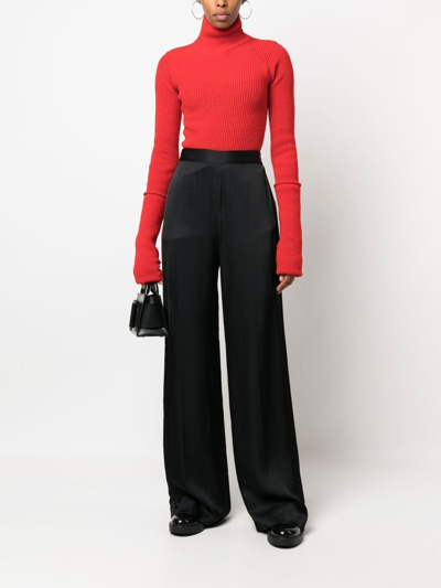 Shop Quira Ribbed-knit Roll-neck Jumper In Red