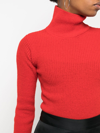 Shop Quira Ribbed-knit Roll-neck Jumper In Red