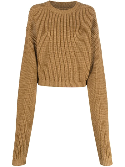 Shop Quira Virgin-wool Knit Jumper In Brown