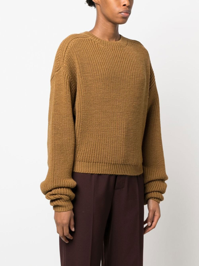 Shop Quira Virgin-wool Knit Jumper In Brown