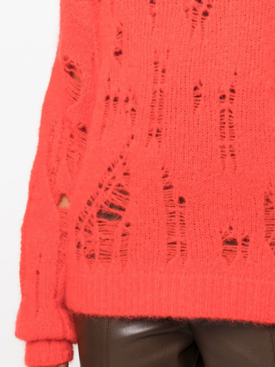 Shop Ramael Distressed Knit Jumper In Orange
