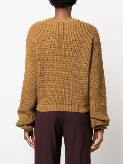 Shop Quira Virgin-wool Knit Jumper In Brown