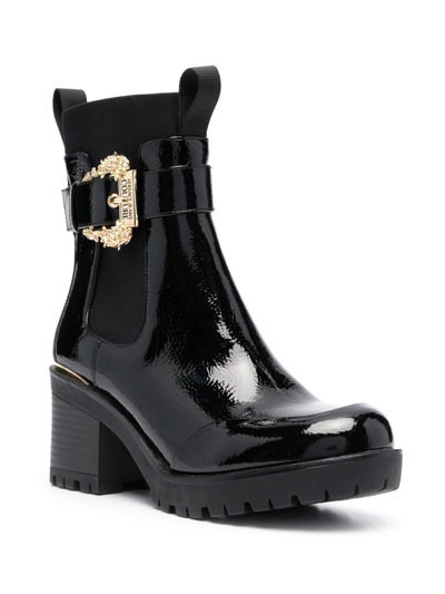 Shop Versace Jeans Couture Mia 80mm Baroque-buckle Chelsea Boots In Black