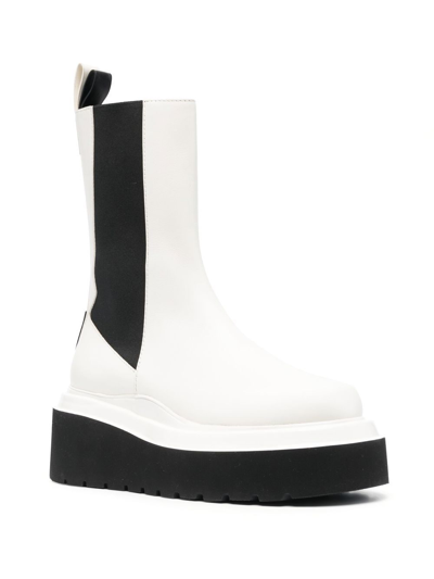 3juin Two-tone Wedge Chelsea Boots In White