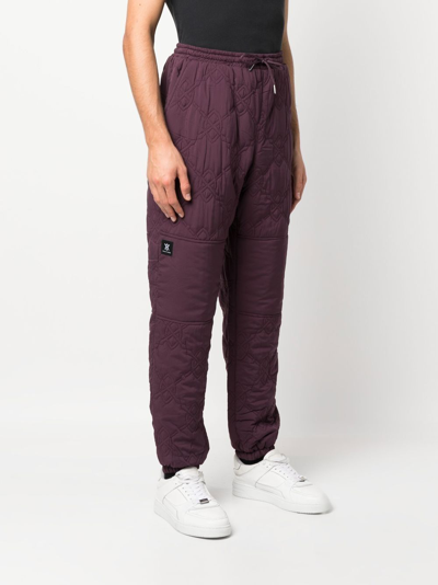 Shop Daily Paper Drawstring Quilted Track Pants In Purple