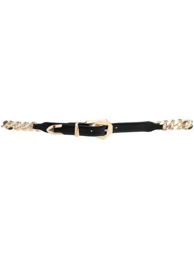 Shop Alberta Ferretti Chain-link Leather Belt In Black