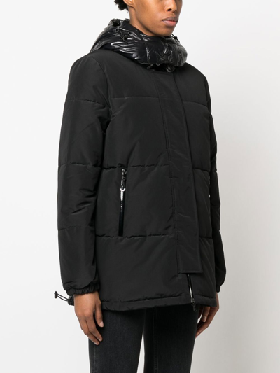 Shop Ea7 Contrast-panel Hooded Padded Jacket In Black
