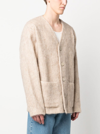 Shop Our Legacy V-neck Long-sleeve Wool Jacket In Neutrals