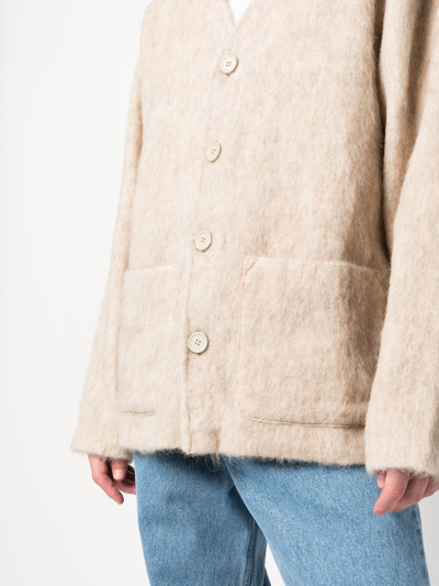 Shop Our Legacy V-neck Long-sleeve Wool Jacket In Neutrals
