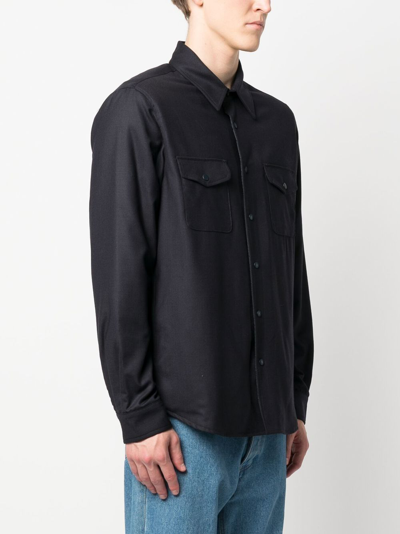 Shop Aspesi Long-sleeve Padded Shirt In Blue