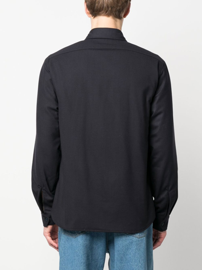 Shop Aspesi Long-sleeve Padded Shirt In Blue