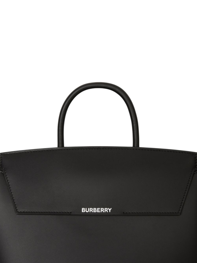 Burberry Black Leather Medium Tote Bag In Black