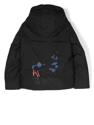 Ai Riders On The Storm Young Kids' Graphic-print Padded Jacket In Black