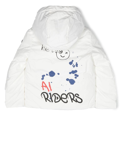 Ai Riders On The Storm Young Kids' Graphic-print Padded Jacket In White