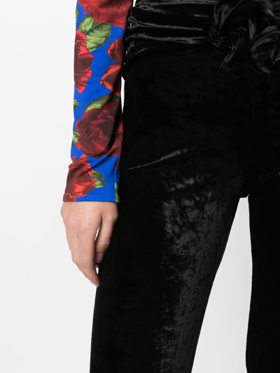 Shop Magda Butrym Flower-detail Velvet Leggings In Black